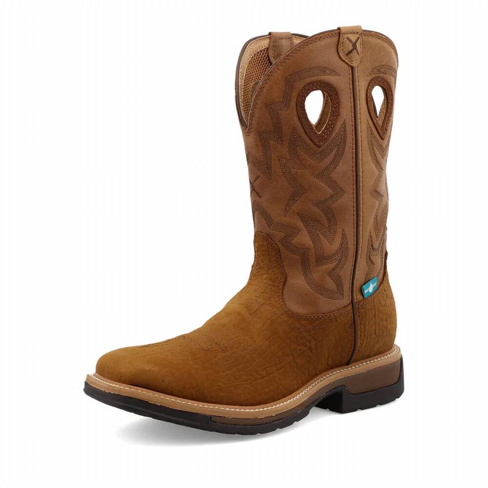 NEW TWISTED X men's 12" western work boot in bark brown/tan